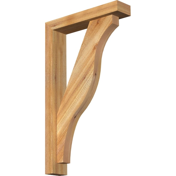 Ekena Millwork Funston Block Rough Sawn Bracket w/ Offset Brace, Western Red Cedar, 4"W x 18"D x 30"H BKT0402X18X30FST05RWR - main